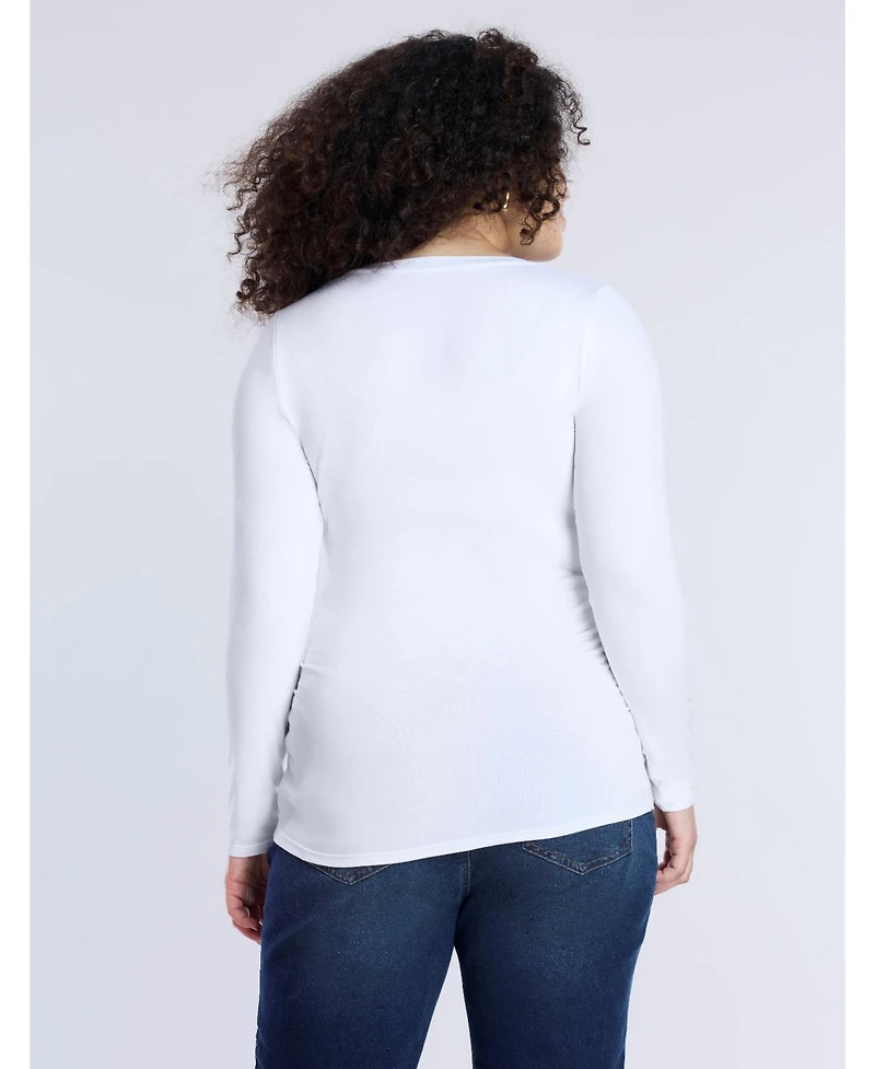 Motherhood Maternity V-Neck Side-Ruched Long Sleeve Tee