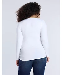 Motherhood Maternity V-Neck Side-Ruched Long Sleeve Tee