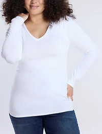 Motherhood Maternity V-Neck Side-Ruched Long Sleeve Tee