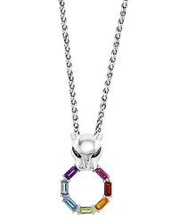 Effy Multi-Gemstone (7/8 ct. t.w.) Panther & Ring 18" Pendant Necklace in Sterling Silver