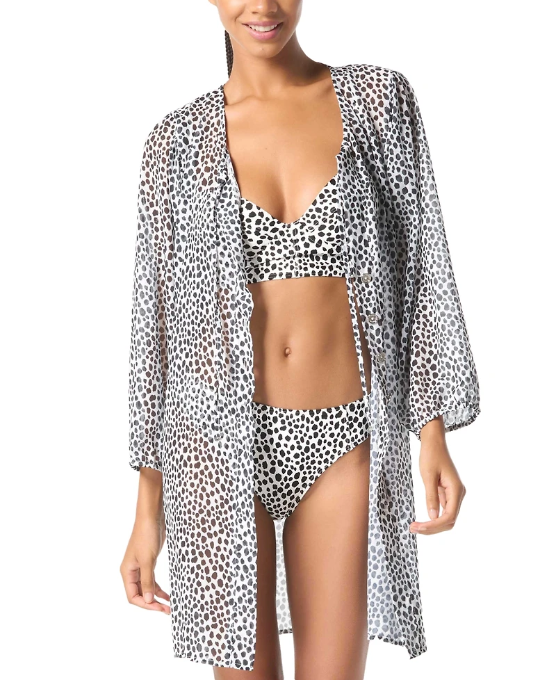 Michael Michael Kors Women's Chiffon Button-Front Cover-Up