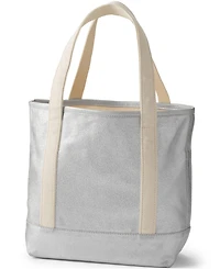 Lands' End Medium Coated Metallic 5 Pocket Open Top Canvas Tote Bag