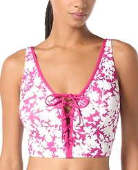 Michael Michael Kors Women's Printed Lace-Up V-Neck Bikini Top