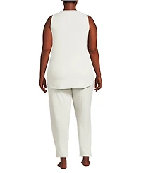 Lands' End Plus Cozy 3 Piece Pajama Set - Robe Top and Pants