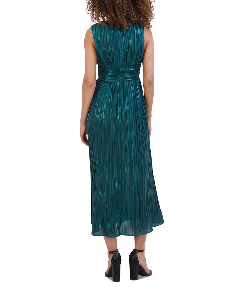 Siena Women's Metallic Pleated Midi Dress