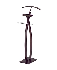 Kings Brand Furniture - Curved Suit Rack Valet Stand, Clothes Rack, Clothing Organizer, Jacket Hanger, Chrome/Walnut