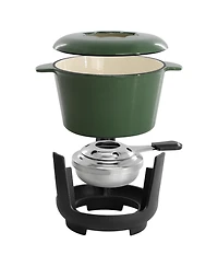 MegaChef Enameled Cast Iron Fondue Pot with 6 Serving Forks