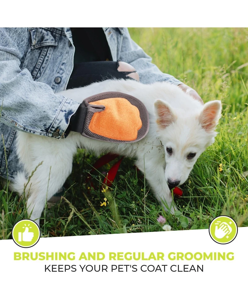 Precious Tails Pet Hair Remover Glove, Gentle Pet Grooming Glove Brush, Massage Mitt for Fur of Cats and Dogs