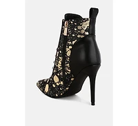 Fat Cat Abstract Pattern Lace-Up Ankle Boots