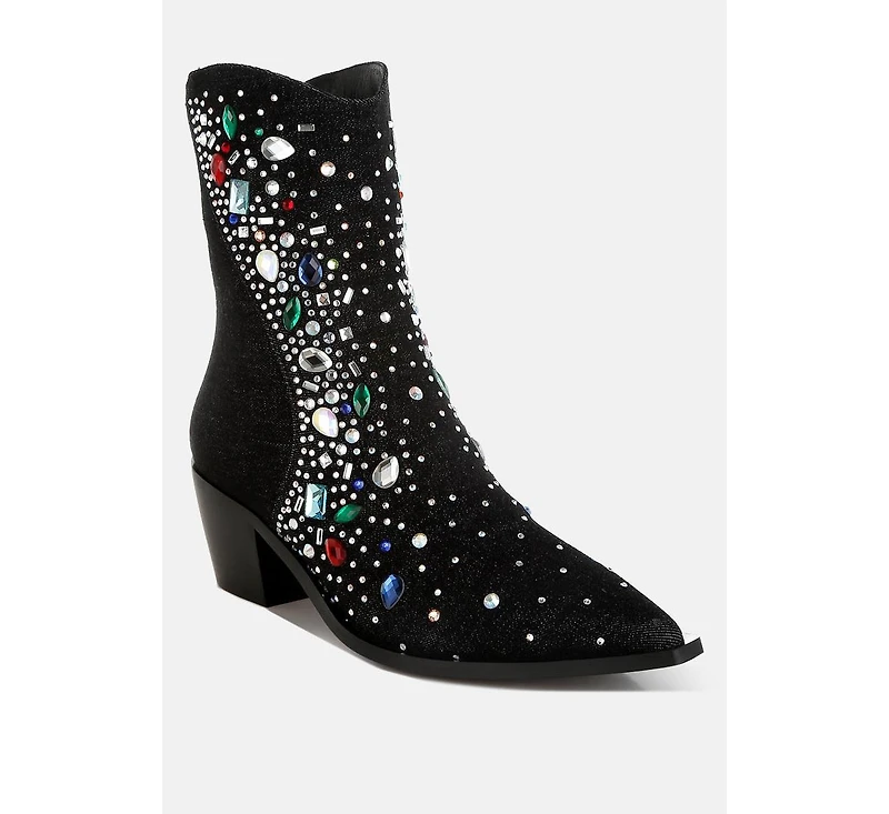 Starlit Multi Color Stones Embellished Boots