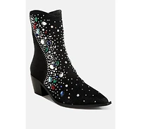 Starlit Multi Color Stones Embellished Boots