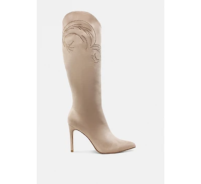 Becks Rhinestone Patterned Calf Boots