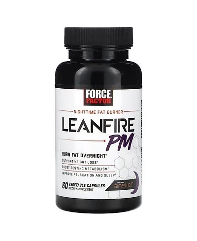 Force Factor LeanFire Pm Weight Loss Pills for Women & Men, Fat Burner & Overnight Weight