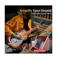 Pyle 39.8" Full-Size Acoustic Resonator Guitar with Accessory Pack - Deep Cherry Sunburst, PGA500BR