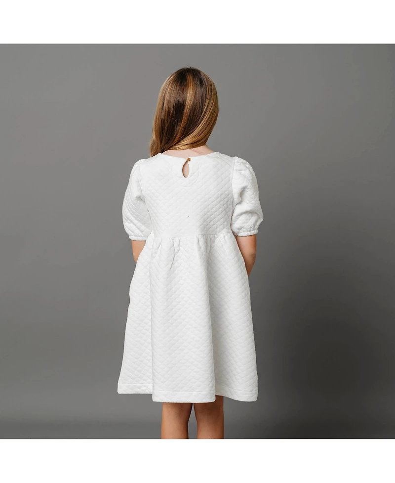Hope & Henry Toddler Girls Quilted Puff Sleeve Dress