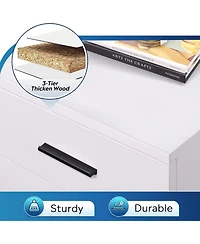 3 Drawer File Cabinet for Home Office, Wood Under Desk Filing Cabinet, Rolling Printer Stand with Wheels, White