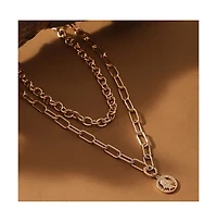 Sohi Women's The Coin Chainlink Multi-Layer Necklace