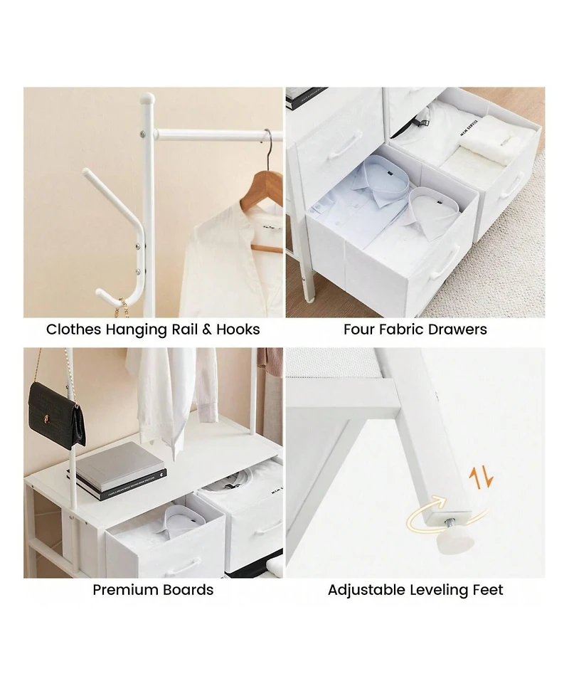 gaomon Clothing Rack With 4/6 Drawers, Freestanding Closet Organizer, Clothes Stand Dresser With Steel Frame & Wooden Top, Tall Closet Storage Organiz
