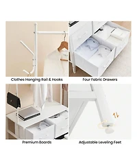 gaomon Clothing Rack With 4/6 Drawers, Freestanding Closet Organizer, Clothes Stand Dresser With Steel Frame & Wooden Top, Tall Closet Storage Organiz