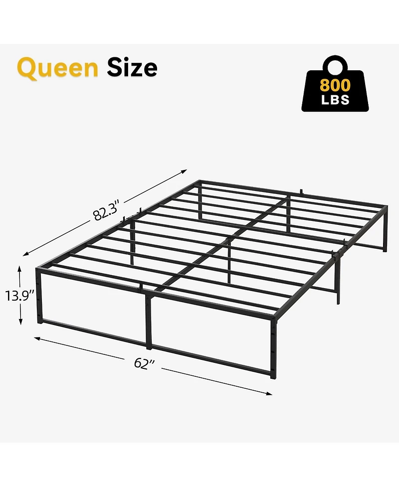 gaomon Queen Size Bed Frame Platform, 14 inch Metal Twin Bed Mattress Frame with 3 in 1 Steel Support