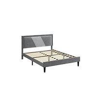 gaomon Queen Size Bed Frame, with Adjustable Height Headboard, with Strong Wooden Slats