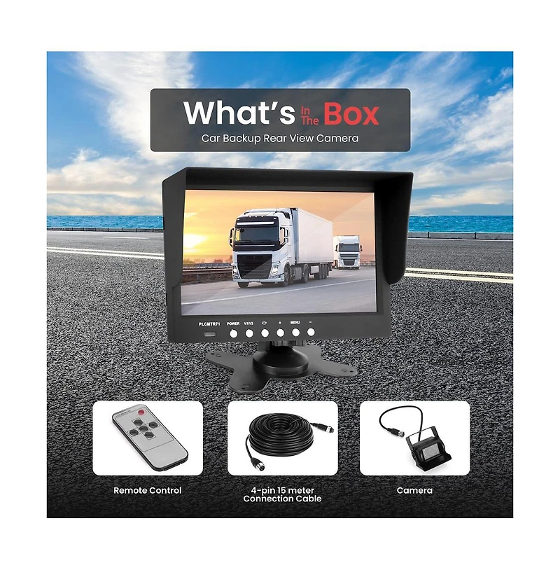 Pyle Backup Camera & Monitor System - 7" Lcd, Night Vision, Waterproof, for Trucks & Buses, Dual Dc 12-24V (PLCMTR71)