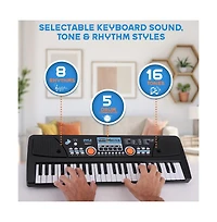 Pyle 49-Key Digital Karaoke Keyboard - Portable Electronic Piano with Rechargeable Battery & Microphone (PKBRD4113