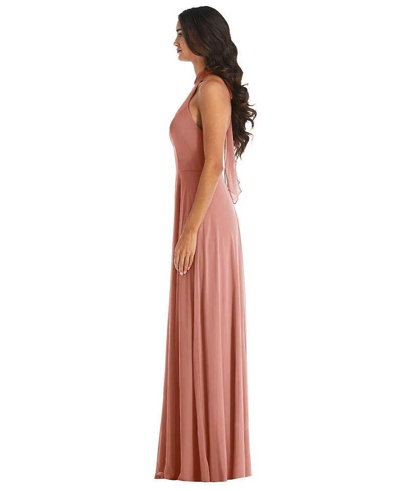 After Six Plus High Neck Halter Backless Maxi Dress