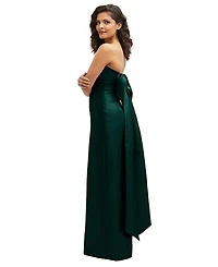 Alfred Sung Women's Strapless Draped Bodice Column Dress with Oversized Bow