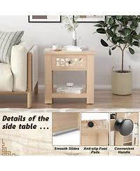 Gymax Side End Table Nightstand w/ Drawer Wood for Living Room Bedroom Rustic