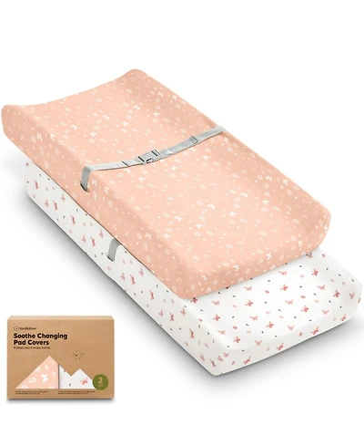 KeaBabies 2pk Soothe Changing Pad Covers for Girl, Boy, Soft Cotton Contoured Diaper Table