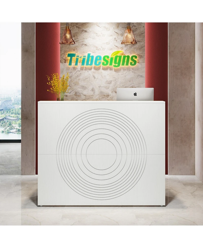 Tribesigns 47 inch Retail Counter,Modern Front Desk Reception Room Table with Cable Grommet,Reception Desk with Counter