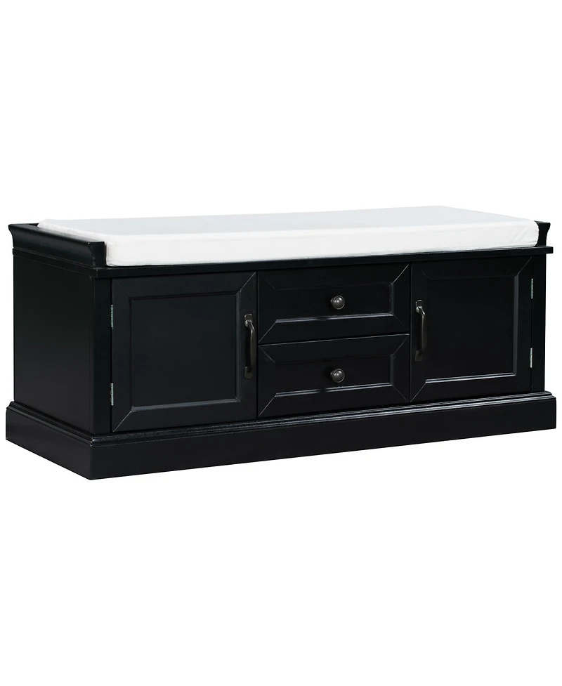 Slickblue Storage Bench with 2 Drawers and Cabinets Shoe Removable Cushion for Living Room Entryway