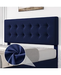 gaomon Queen Bed Frame with Headboard and 4 Storage Drawers, Platform Bed Frame Square Stitched Button Tufted