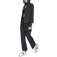 Tommy Hilfiger Women's Cozy Peached Interlock Semi Fitted Mock Neck Jacket