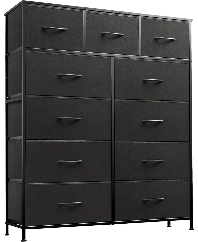 Wlive 11-Drawer Dresser Fabric Storage Tower for Bedroom Hallway Closets Tall Chest Organizer Unit with Bins Steel Frame Wood Top Easy Pull Han