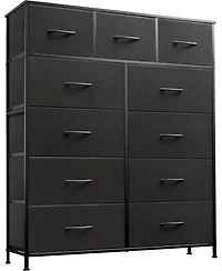 Wlive 11-Drawer Dresser Fabric Storage Tower for Bedroom Hallway Closets Tall Chest Organizer Unit with Bins Steel Frame Wood Top Easy Pull Han