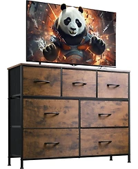 Wlive Dresser Tv Stand Entertainment Center with Fabric Drawers Media Console Table with Metal Frame and Wood Top for Tv up to 45 inch Chest of Drawer