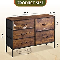 Wlive Dresser for Bedroom with 5 Drawers Wide Bedroom Dresser with Drawer Organizers Chest of Drawers Fabric Dresser for Living Room Closet Hallway