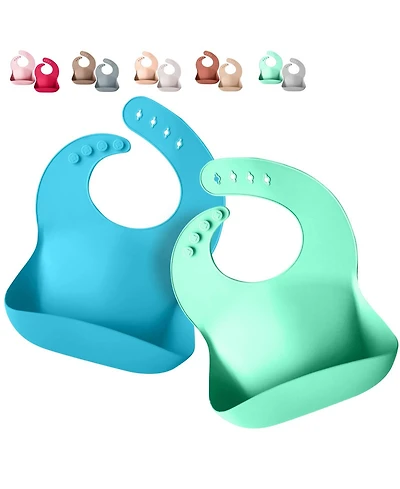 Sperric Baby Girls Silicone Bibs - Soft Bib with Food Catcher and Waterproof Material Adjustable Fit