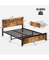 gaomon Queen Bed Frame, Platform Queen Size Bed Frame with Wood Headboard