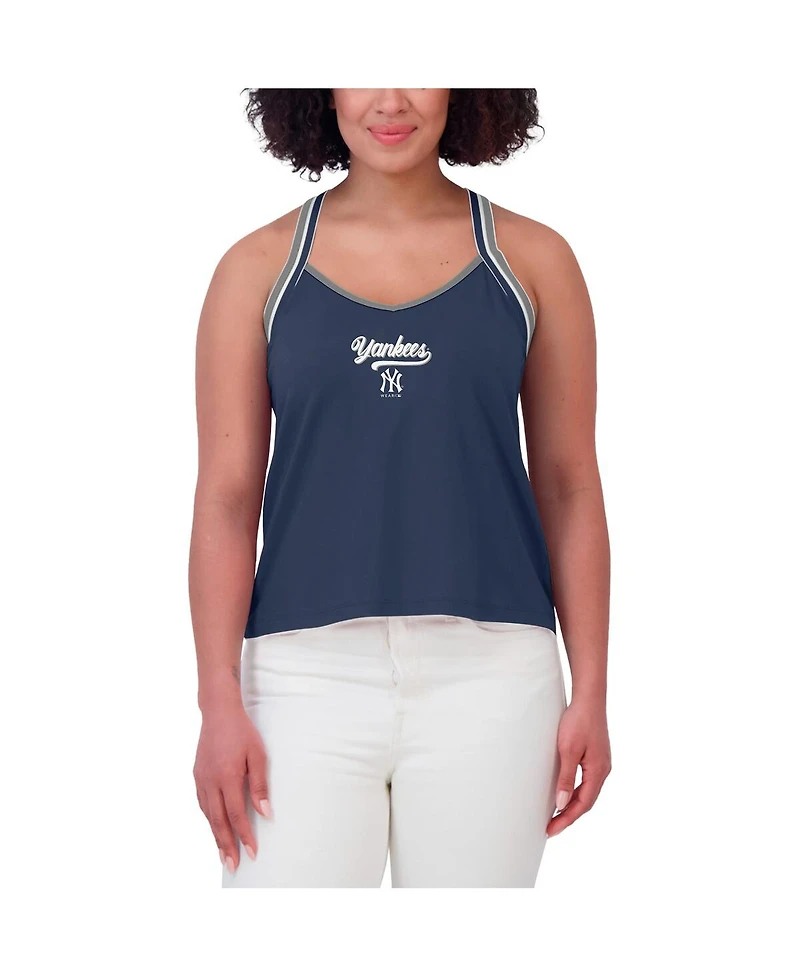 Wear by Erin Andrews Women's Navy New York Yankees Cross Strap Tank Top