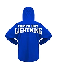 Women's Fanatics Blue Tampa Bay Lightning Jersey Lace-Up V-Neck Long Sleeve Hoodie T-shirt