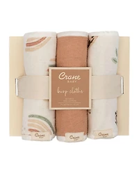 Crane Baby Parker Burp Cloth Rainbow/Butterfly 3-Piece Set
