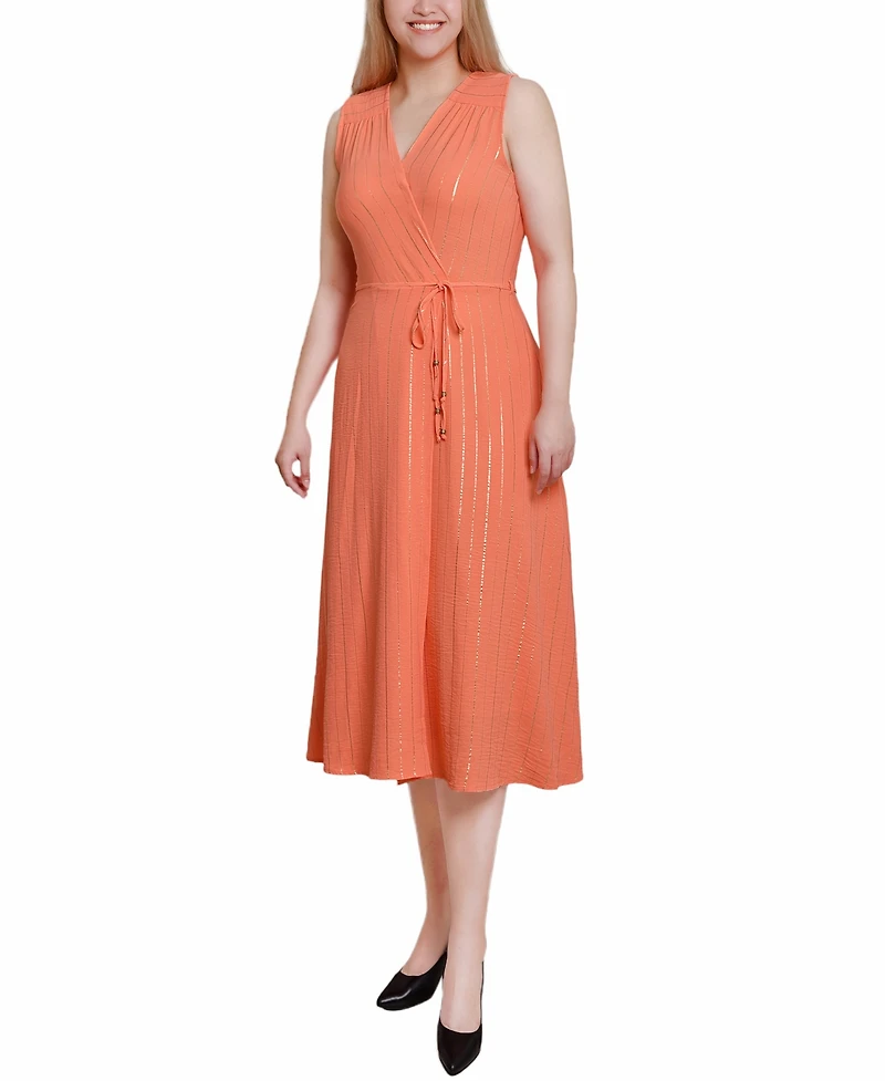 Ny Collection Women's Sleeveless Surplice Vertical Stripe Dress
