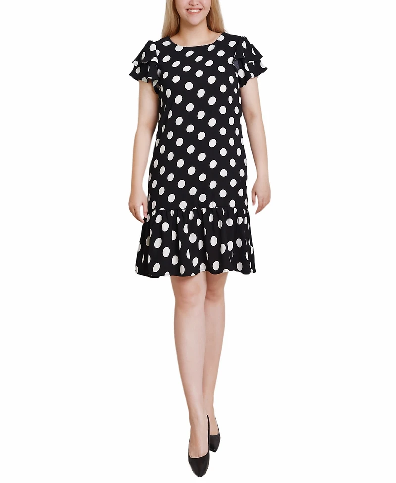 Ny Collection Women's Double Layer Flutter Sleeve Dress
