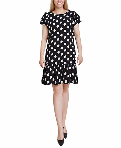Ny Collection Women's Double Layer Flutter Sleeve Dress