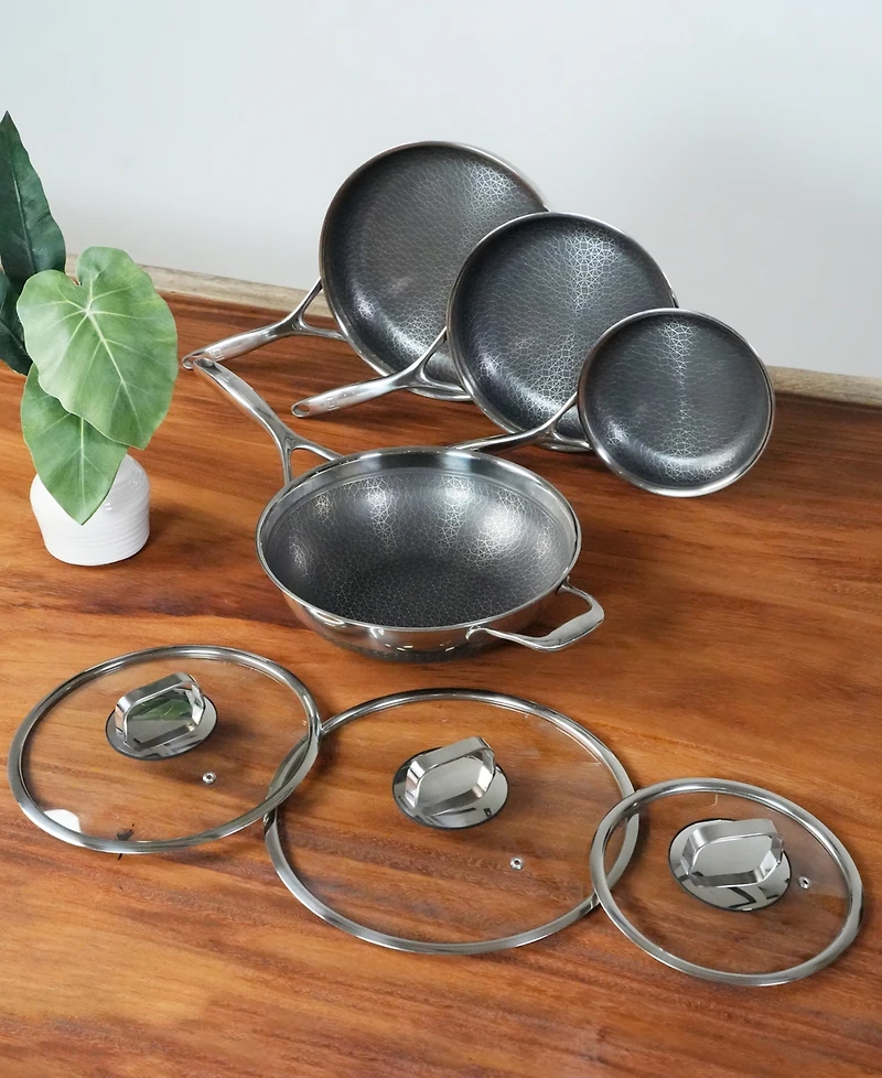 Livwell DiamondClad 7-Pc. Hybrid Nonstick Stainless Steel Frypan and Wok Set