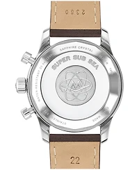 Movado Men's Super Sub Sea Alta Swiss Automatic-Chronograph Chocolate Leather Watch, 43mm