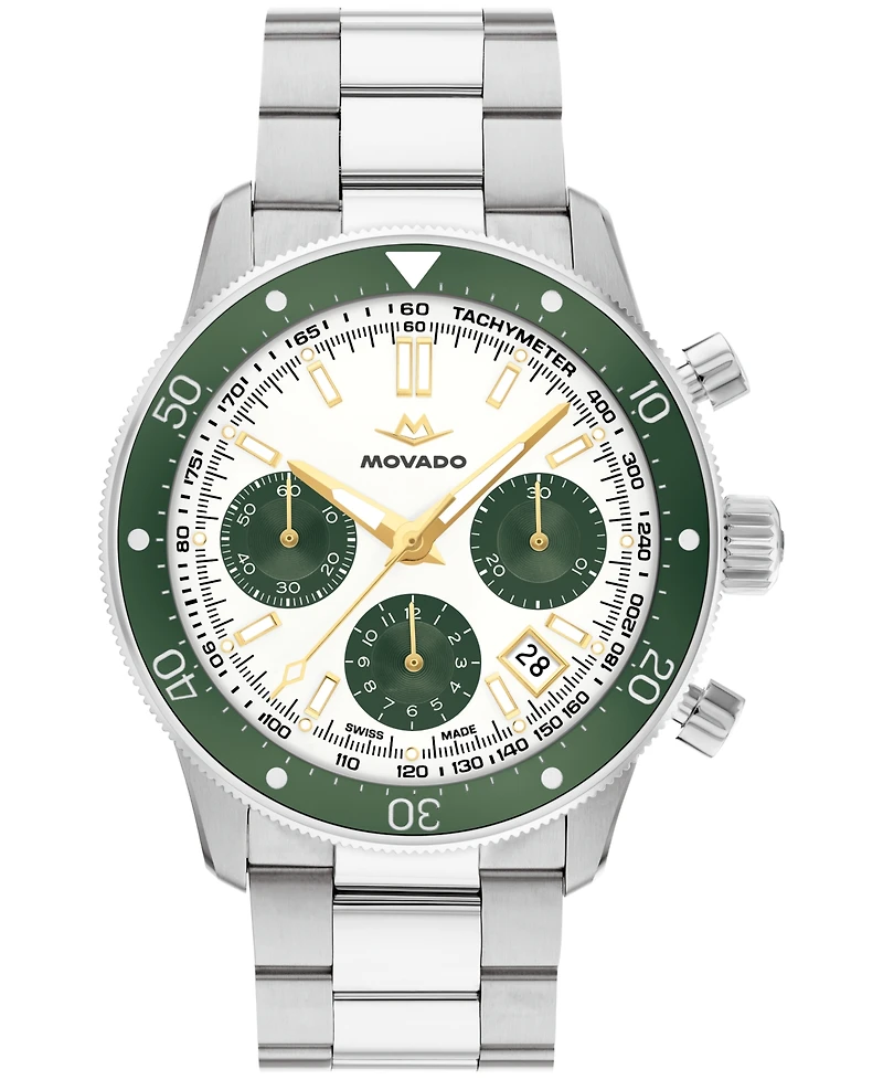 Movado Men's Super Sub Sea Alta Swiss Automatic-Chronograph Dura Steel 904L Watch, 43mm